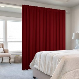 NICETOWN Room Divider Curtain, Blackout Blinds for Sliding Glass Door, Red Curtains for Patio, Wide Width Drapes for Living Room (100 inches Wide x84 Long, 1 Piece)