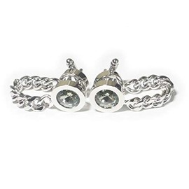 鎌倉カフス工房 チェーン付ブラックダイヤモンドスワロフスキーカフス