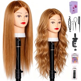 Cabeza De Maniquí Con 80% De Cabello Humano Lisa De 66 A 71 Cm Cabeza De Muñeca Con Cabello Cabeza De Maniquí De Cosmetología Cabello Humano Para Peluquería
