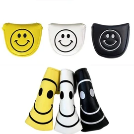 Golf Headcover Putter Cover for Odyssey 2 Ball Mallet Magnetic Fit Scotty Cameron Odyssey Pin 3 Colors Smile (Mallet, White)
