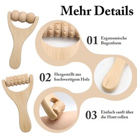 KASURE 4 Stück Massageroller,Massagegerät Nacken Schulter,Faszienrolle Mit Griff,Faszienrolle Holz,Hand Massagegerät,Für Hals,Hände Und Beine