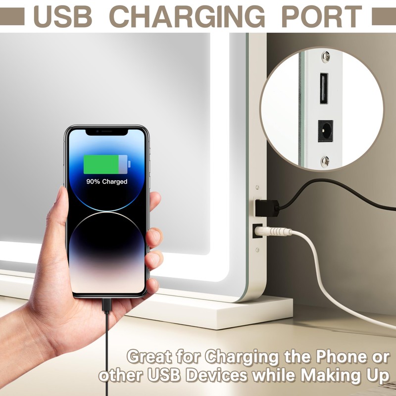 ROLOVE Vanity Mirror with Lights, 32" x 22" Large Lighted