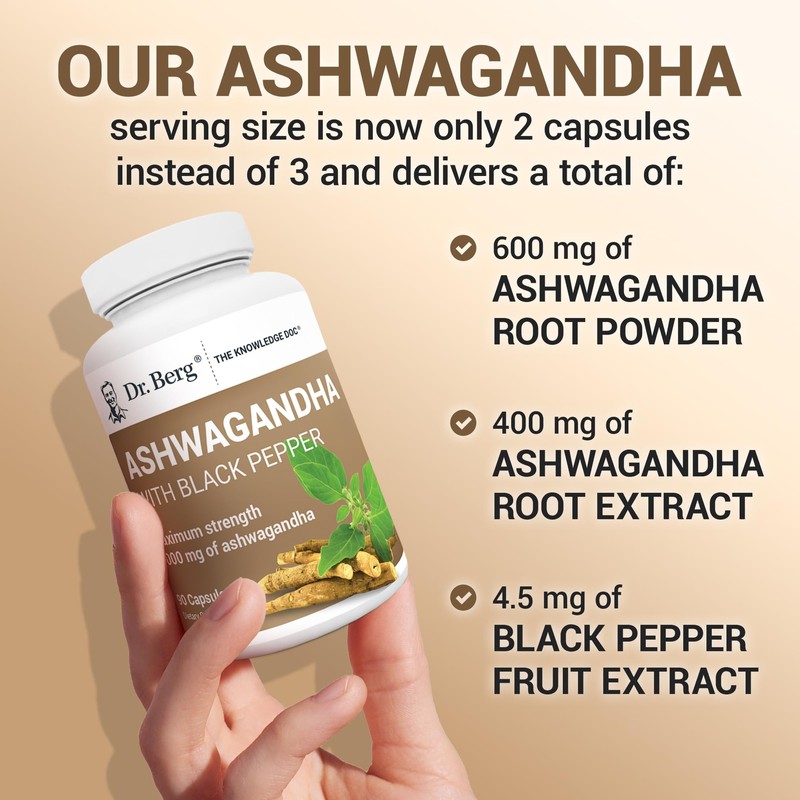 Dr. Berg Ashwagandha Capsules 1000mg - Includes Ashwagandha Root with