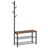 HOOBRO Coat Rack Shoe Bench, 3-Tier Shoe Rack, Industrial Shoe