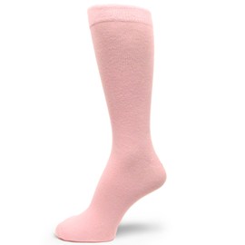Spotlight Hosiery Elite Quality Colorful Soft Cotton XL Extra Large Socks Size 14-16 Plain Solid Color Dress Socks/Light Pink