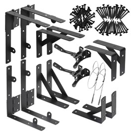 2 Sets Fence Gate Kit Gate Hardware with Gate Latch, Gate Corner Brace Brackets Heavy Duty Anti Sag Gate Frame Hardware Kit with Gate Hinges for Wooden Fences, Driveway Gates, Shed Doors, Corral Gates
