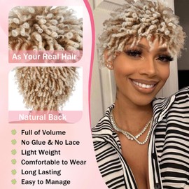 SUN LOCS Short Dreadlocks Wigs for Black Women and Men with Clips In, Pixie Cut Synthetic Faux Locs Braided Afro Twist Dreadlocks Wig Full Hair Replacement Wigs (T27/613#)