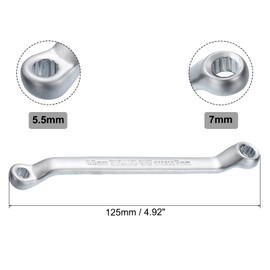 sourcing map 2pcs Offset Double Box End Wrench 5.5mm x 7mm Metric 12 Point CR-V Steel Chrome Plated Box Wrenches