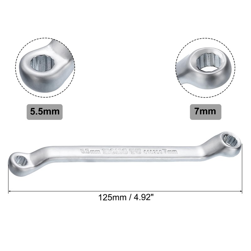 sourcing map 2pcs Offset Double Box End Wrench 5.5mm x