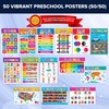 Decorably 50 Vibrant Kindergarten Learning Posters for Toddlers, 11x17in Matte-Laminated