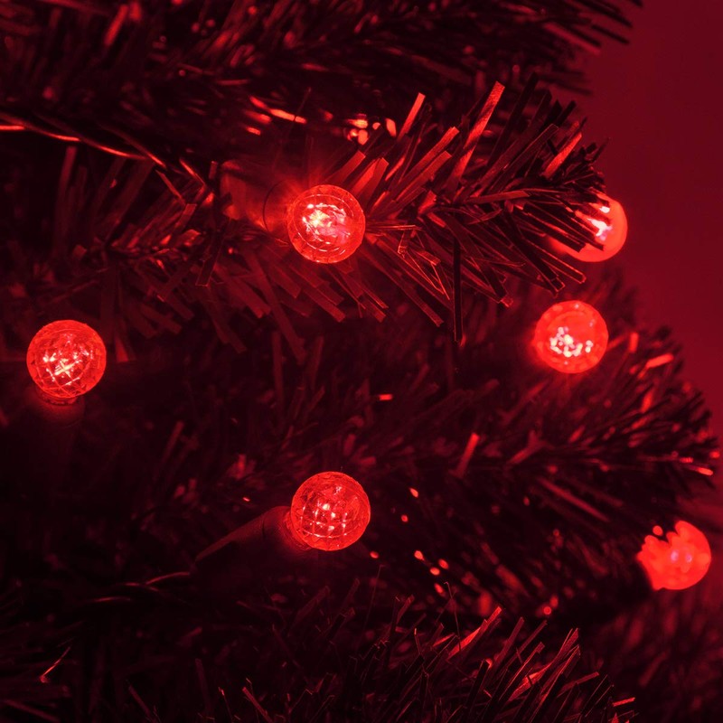 70 G12 Red Globe Christmas Lights, 24 ft LED Red