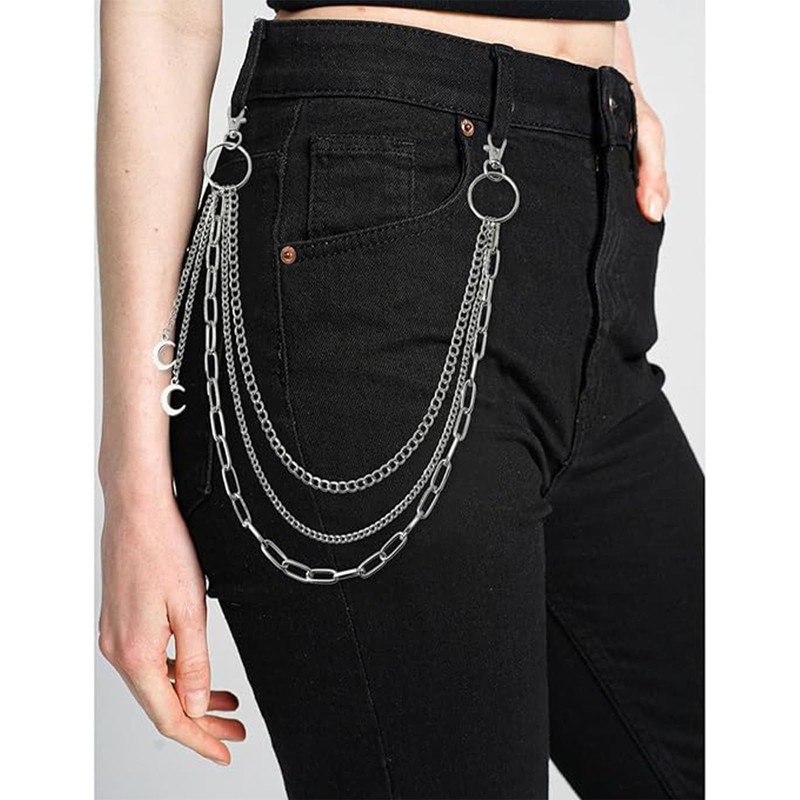 Pant Chains Emo-style Accessories with Gothic Moon Multi-layer Wallet Chain