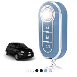 TOOMUME Car Key Cover TPU, Car Key Case Fit for FIAT 500 Punto Bravo Brava Panda Abarth Doblo Ducato Idea Ulysse MPV Lancia Ypslon Delta Musa, Protective Key Fob Cover Key Fob Case - Flip Key