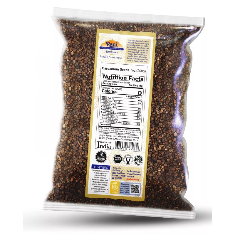 Rani Cardamom (Elachi) Decorticated Seeds Indian Spice 7oz (200g)