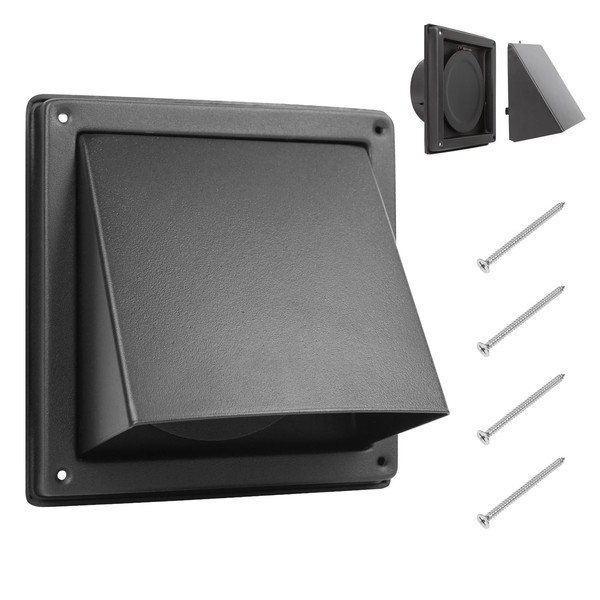 FRESH SPEED 4 Inch Black Dryer Vent Cover Outside Stainless