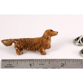 Creative Pewter Designs Hand Painted Dachshund Long Hair Dog Full Body Pin DP366BF Made in The USA