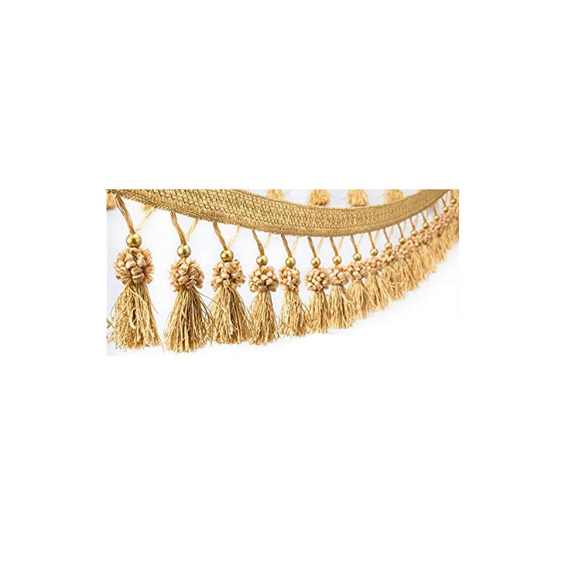 Yalulu 4 Yards Beads Hanging Ball Tassel Fringe Trim Fabric