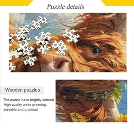 Jigsaw Puzzle 1000 Pieces for Adults Highland Cow Sunflowers Wood Puzzles Educational Brain Toys 21220119