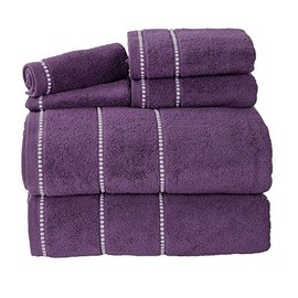 Lavish Home 67-0024-E Luxury Cotton Set-Quick Dry, 2 Hand Towels and 2 Washcloths by (Eggplant/White)