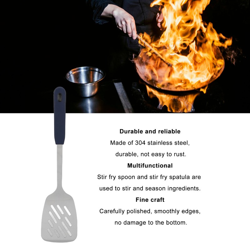 Cooking Spoon Rustproof Smoothly 304 Stainless Steel Spatula Skid Resistant