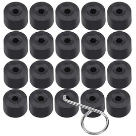 GUUZI Pack of 20 17 mm Wheel Nut Caps Screw Covers Universal Hex Tyre Nut Covers Screw Cover Car Wheel Caps Black with Removal Tool