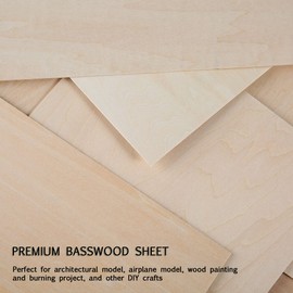 10 Pieces Basswood Sheet, 1/16 x 12 x 8 Inch Thin Plywood Wood Sheets for Crafts