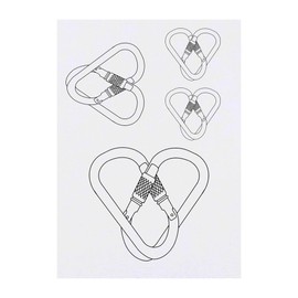 4 x 'Climbing Carabiner Hook Heart' Temporary Tattoos - Water Resistant, Skin-Safe, Non-Toxic Transfers, Mixed Sizes (TO00084142)