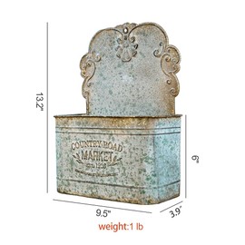 Chadechimo Hanging Wall Storage Baskets, Metal Hanging Baskets for Mail, Files, Books, Flowers & Accessories, Rustic Wall-Mounted Organizer for Entryway, Kitchen, Office, French Farmhouse Decor(Grey)