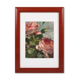 Zzudis Framed Classical Flower Canvas Painting,Vintage Floral Wall Art Decor, Botanical Aesthetic Canvas Prints Decoration -12''X16'' Yellow Teak Wood Framed.(Attached card paper)