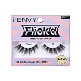i-ENVY False Lashes Flick'd D-Curl Strip Lashes Volume Bouncy Natural Clear Band Cat Eye Dramatic Trendy Extensions Reusable Eye Lashes (02)