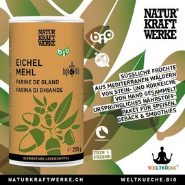 Organic Acorn Flour 200 g - Made from Stone & Cork Oak - Gluten Free - Finely Ground - Naturally Nutty - from Portugal