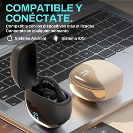 HAPYHVN Auriculares Inalámbricos Bluetooth, Traductor de Idiomas en Tiempo Real, Soporta 144 Idiomas para Viajes, Negocios,Reuniones y Aprendizaje, AI Translator, Pantalla de Batería