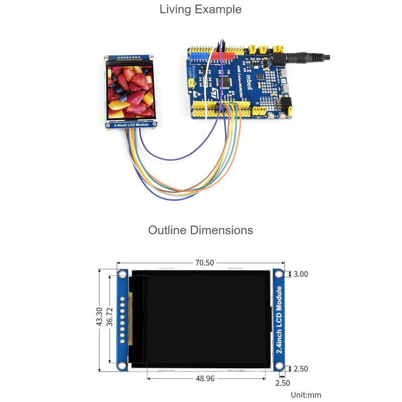 Waveshare 2.4 inch LCD, Compatible with Raspberry Pi 4B/3B+/3A+/3B/2B/1B+/1A+/Zero 2
