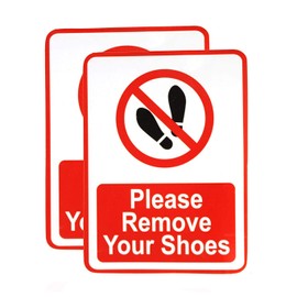 eSplanade Please Remove Your Shoes | No Shoes Allowed Sign Sticker Decal - Easy to Mount Weather Resistant Long Lasting Ink (Size 7.5"x5.5") - for Office, Factory, Ships, Factory, Business etc