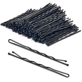 Pagabach 2.2 Inch Black Hair Bobby Pins Metal Clips Flat Straight Ball Tips Non-slip Decorative Long Short Women Girls Nickel Free Hairdressing Wedding Accessories with Case 100 PCS