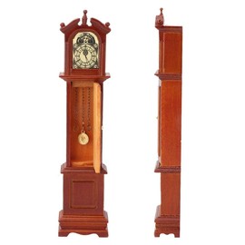 1:12 Dollhouse Miniature Accessories Retro Floor Clock, Wooden Craft Grandfather Clock with Movable Door Dollhouse Decor