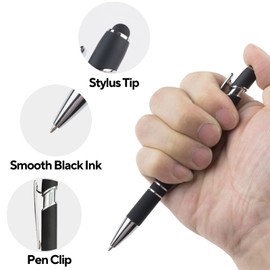 mumrap 12 pcs Ballpoint Pens Retractable Multipack 2 in 1 Pens set with Stylus tip Black Ink funny pens for work colleagues cute stationary Women Men office gift(Rainbow)