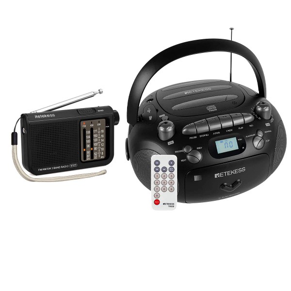 Retekess TR630 CD/Cassette Tape Player AM/FM Radio V117 SW Battery