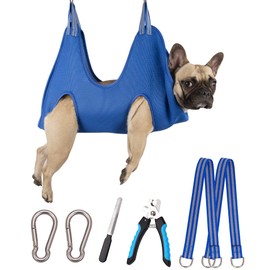 Kkiimatt 10 in 1 Pet Grooming Hammock Harness with Nail Clippers/Trimmer, Nail File, Dog Hammock/Grooming Sling for Nail Trimming/Clipping