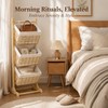Three-Tier Floor-Standing Storage Rack, Hand-Woven Storage Basket, Vertical Storage Rack,
