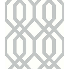 RoomMates RMK12013WP Gray and White Gazebo Lattice Peel and Stick Wallpaper