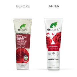 Dr Organic Rose Otto Face Scrub, Exfoliating, Mature Skin, Mens, Womens, Natural, Vegetarian, Cruelty-Free, Paraben & SLS-Free, Organic, 125ml