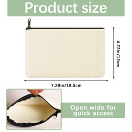 OKBA Sublimation Blanks Makeup Bags Bulk, Black Zipper Canvas Pencil Bag,Polyester Tote Bags for Sublimation DIY Craft (Beige Blank bags*10pcs)