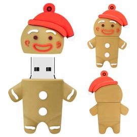 BORLTER CLAMP USB Stick 32GB, USB Flash Drive Memory Stick The Gingerbread Man Pendrive for External Data Storage
