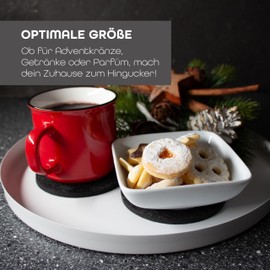 DREIBERG® Decorative Tray | Diameter 30 cm | Decorative Tray White | Decorative Plate White | Decorative Tray Round White | Includes 2 Drink Coasters