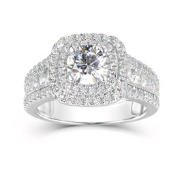 Ayafee 925 Sterling Silver 2CT Moissanite Engagement Rings for Women, Platinum Plated Silver Women's Engagement Ring for Wedding, Anniversary - Size 7