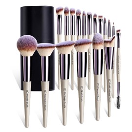 BS-MALL Makeup Brushes Premium Synthetic Foundation Powder Concealers Eye Shadows Silver Black Makeup Brush Sets(18 Pcs)