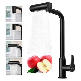 Kitchen Faucet 4 Modes, Pull Down Sprayer 360°, Modern Design, Electroplating Process, Single Handle, Easy Installation, for Kitchen - Color: Black-3 Modes