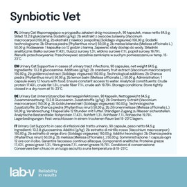 Lab-V Synbiotic Vet for Dogs and Cats - Supplementary Food to Support Digestion and Intestinal Flora - 90 Capsules - With Probiotics & Prebiotics - No Additives