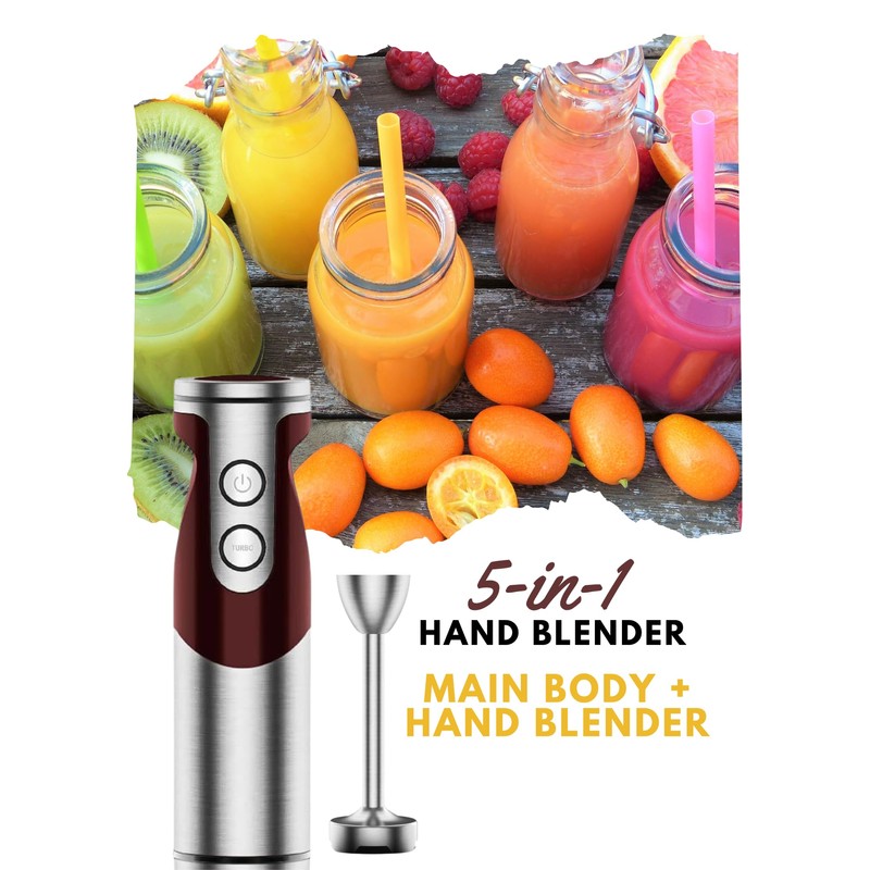 MegaWise 5-in-1 Immersion Hand Blender Set with Variable Speed, 400W,